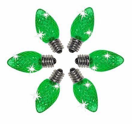 C7 Twinkle Green LED Bulbs - Forever LED Christmas Lights