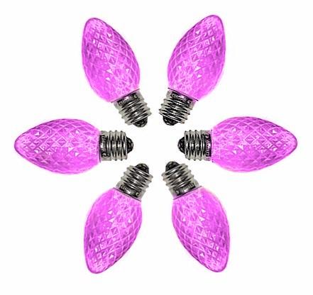 C7 Faceted Pink LED Bulbs - Forever LED Christmas Lights