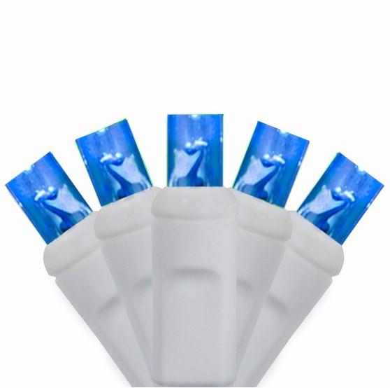 70 Blue on White Wire 5mm Wide Angle Lens - Premium - LED Christmas Lights - Forever LED Christmas Lights