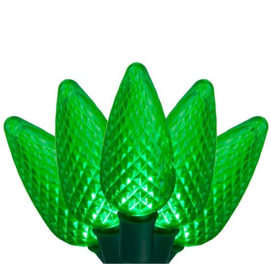 25 Green C9 Large Lens- Premium - LED Christmas Lights - Forever LED Christmas Lights