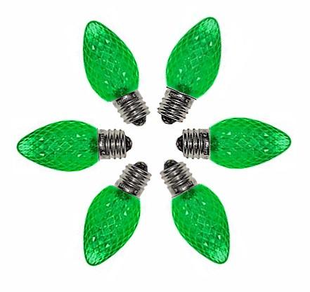 C7 Faceted Green LED Bulbs - Forever LED Christmas Lights