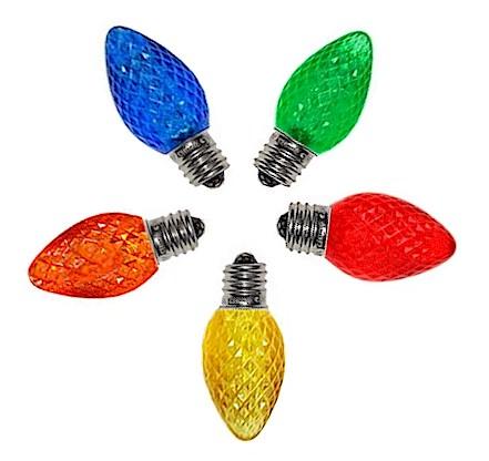 C7 Faceted Multi Color LED Bulbs - Forever LED Christmas Lights