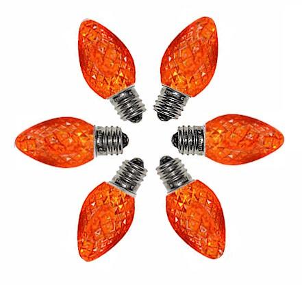 C7 Faceted Orange LED Bulbs - Forever LED Christmas Lights
