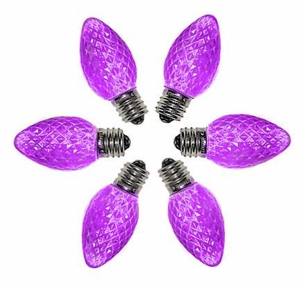 C7 Faceted Purple LED Bulbs - Forever LED Christmas Lights