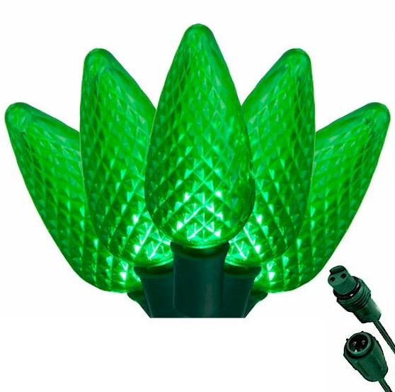 C9 Green 25 LED Roof Lights – Commercial String Lights