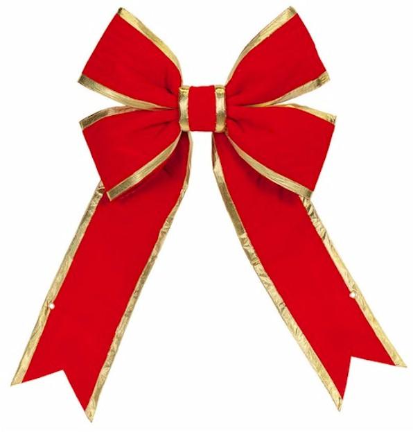 Red with Gold Trim Structural 3D Nylon or Velvet Bow